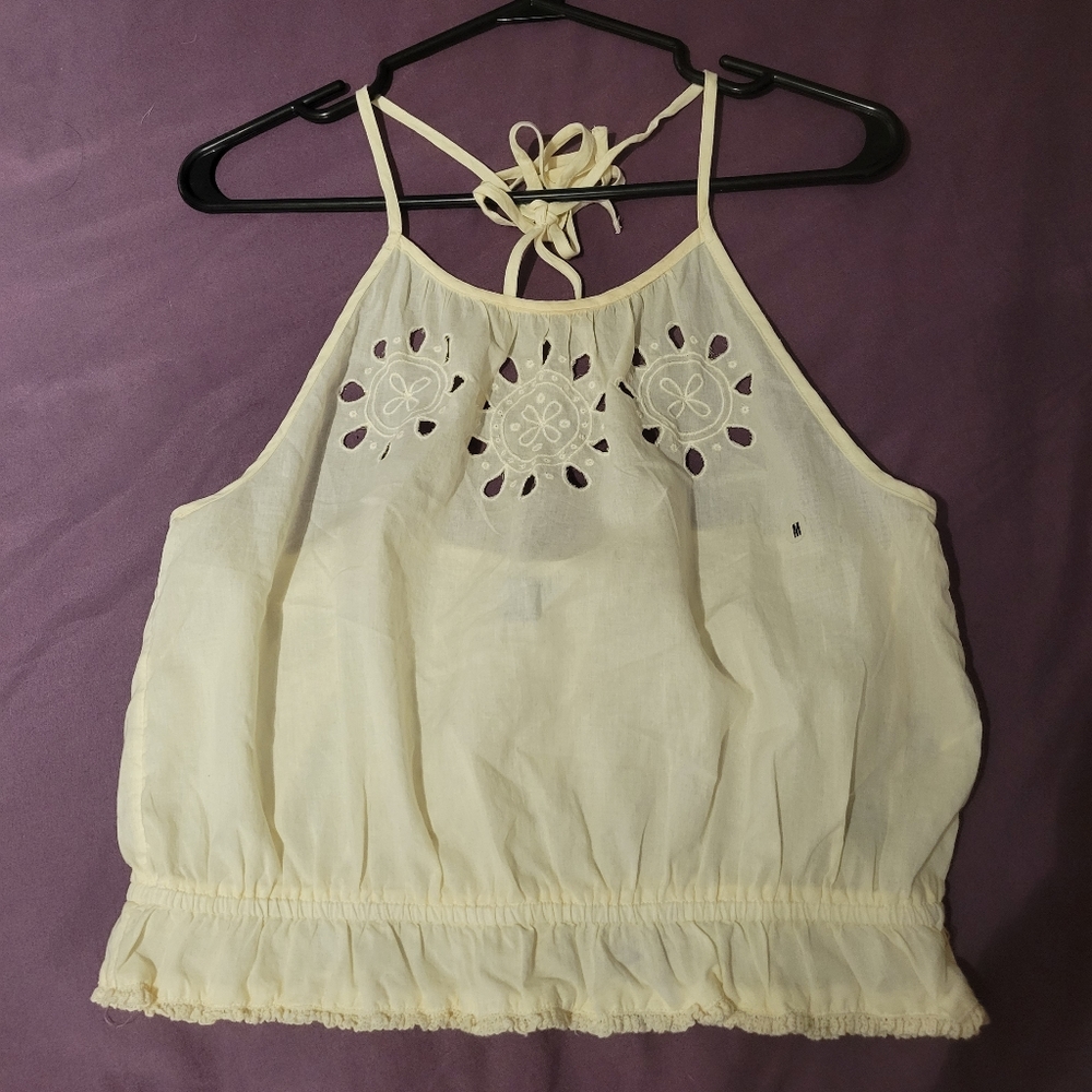 Eyelet ruffle top